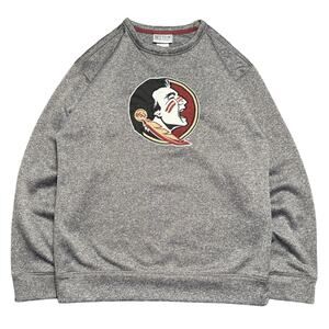 Y2K Majestic FSU Florida Seminoles Gray Polyester Pullover Sweatshirt Mens M